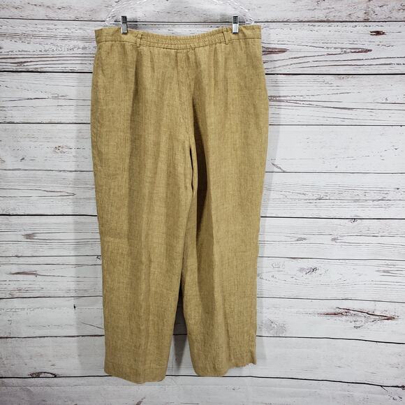 Crossing Pointe Women's 100%Linen  Brown Ankle Pants Size 22 - Picture 12 of 12